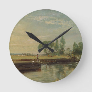 John Constable   A Barge below Flatford Lock, c.18 Round Clock