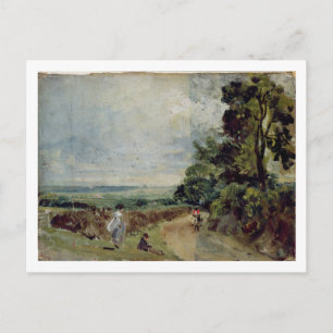 John Constable   A Country road with trees and fig Postcard