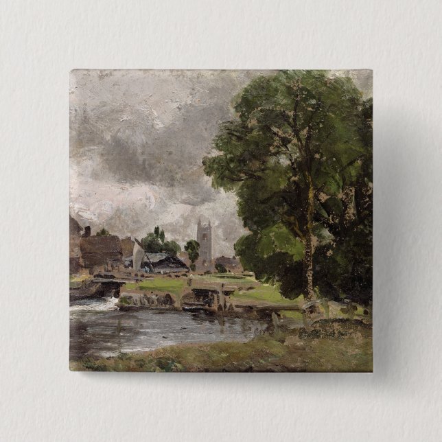 John Constable | Dedham Lock and Mill 15 Cm Square Badge (Front)