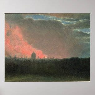 John Constable   Fire in London seen from Hampstea Poster