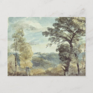 John Constable   Landscape with Trees and a Distan Postcard