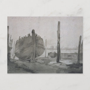 John Constable   River Scene with Vessel at Sunset Postcard
