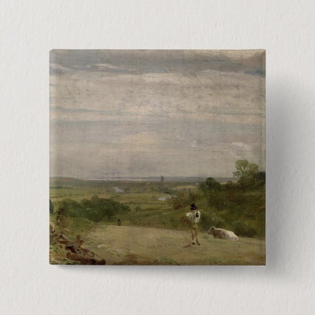 John Constable | Summer Morning: Dedham from Langh 15 Cm Square Badge (Front)