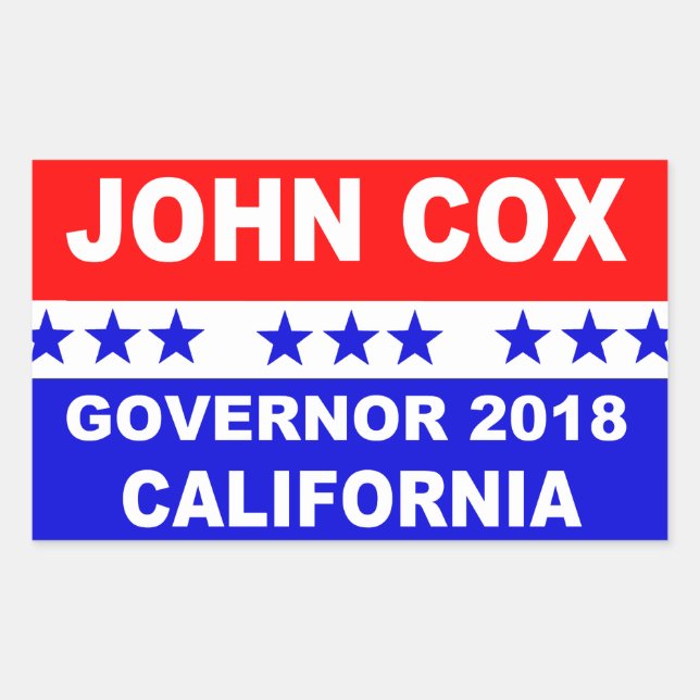 John Cox for California Governor 2018 Popular Rectangular Sticker (Front)