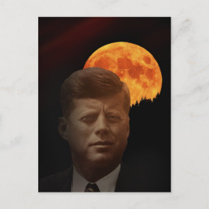 John F. Kennedy and the red Moon Postcard