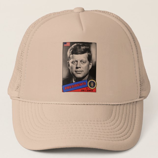 John F. Kennedy Baseball Card Trucker Hat (Front)