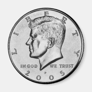 John F Kennedy Half Dollar Coin magnet. Magnet