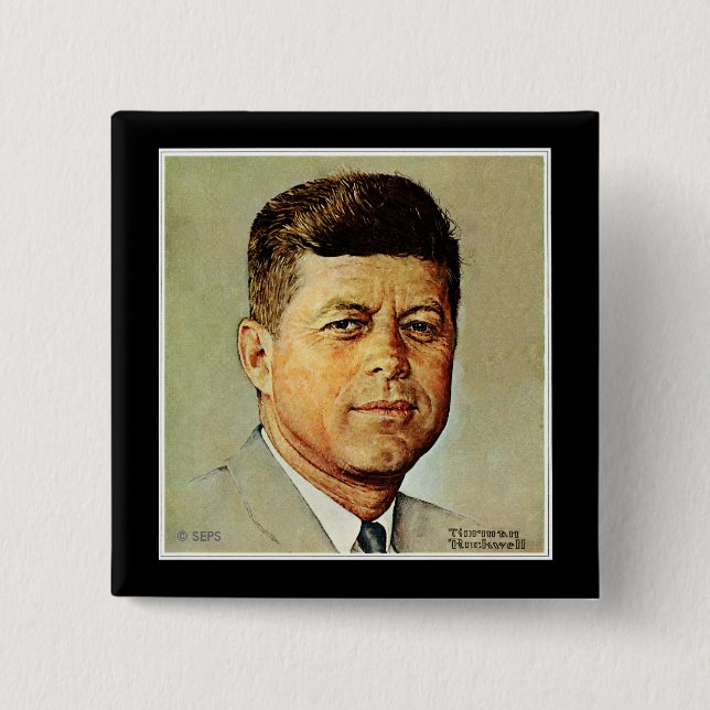John F. Kennedy IN MEMORIAM 15 Cm Square Badge (Front)