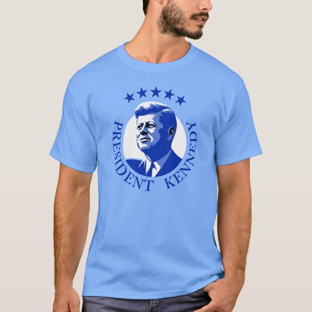 John F. Kennedy JFK President Blue T-Shirt (Front)