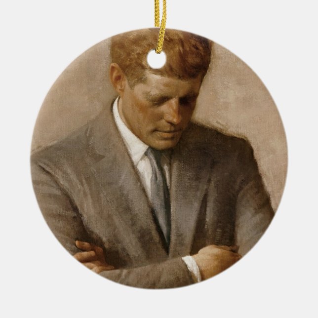 John F Kennedy Official Portrait Ceramic Tree Decoration (Front)