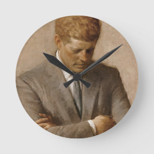 John F Kennedy Official Portrait Round Clock