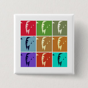 John F Kennedy Pop Art 15 Cm Square Badge