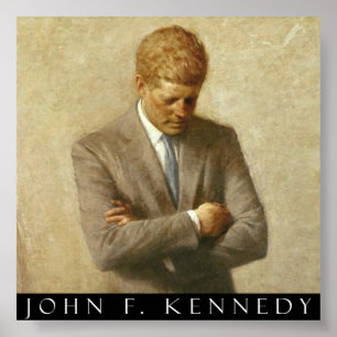 John F. Kennedy Portrait On Canvas Poster