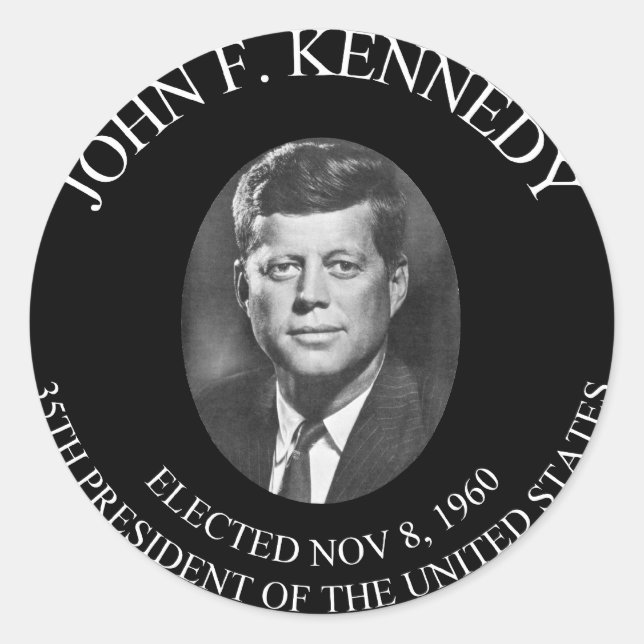 JOHN F. KENNEDY PRESIDENTIAL COIN ............... CLASSIC ROUND STICKER (Front)