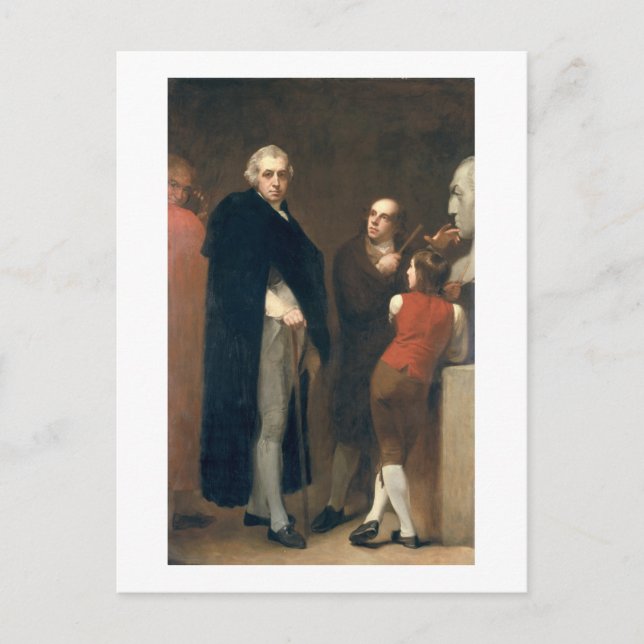 John Flaxman (1755-1826) modelling his bust of Wil Postcard (Front)