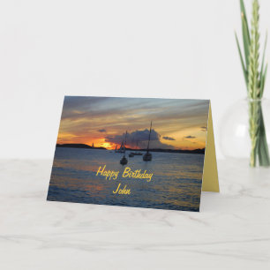 John Happy Birthday Sailboats at Sunset Card