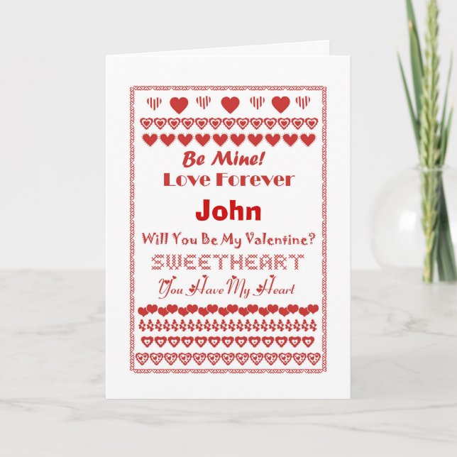 John Happy Valentine's Day Hearts Hearts Hearts Holiday Card (Front)