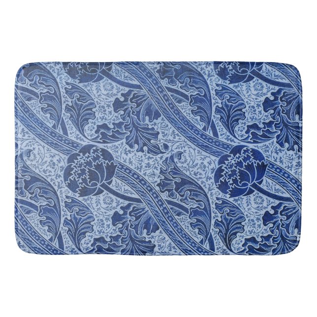 John Henry Dearle - Blue Florence Flower Pattern Bath Mat (Front)