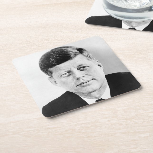 John Jack Kennedy US Presidential White House Square Paper Coaster (Angled)