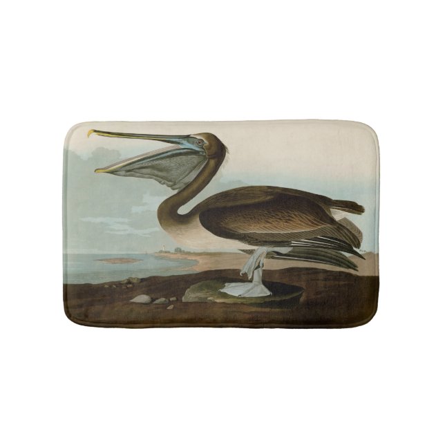 John James Audubon Brown Pelican Artwork Painting Bath Mat (Front)