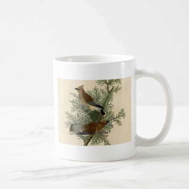 John James Audubon Cedar Waxwing Bird Print Coffee Mug (Right)