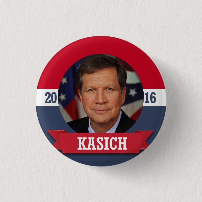 JOHN KASICH 2016 3 CM ROUND BADGE (Front)