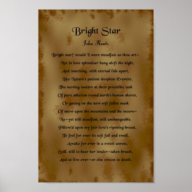 John Keats, Bright Star Poster (Front)