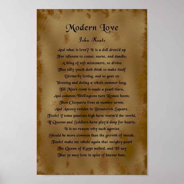 John Keats, Modern Love Poster (Front)