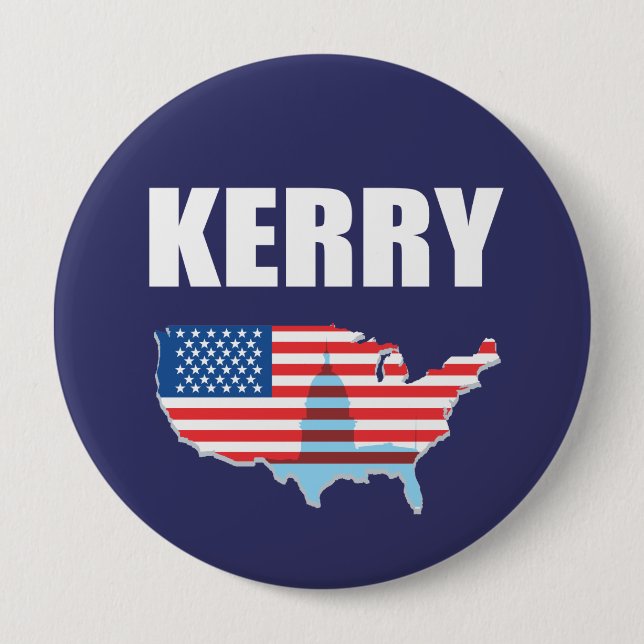 JOHN KERRY Election Gear 10 Cm Round Badge (Front)