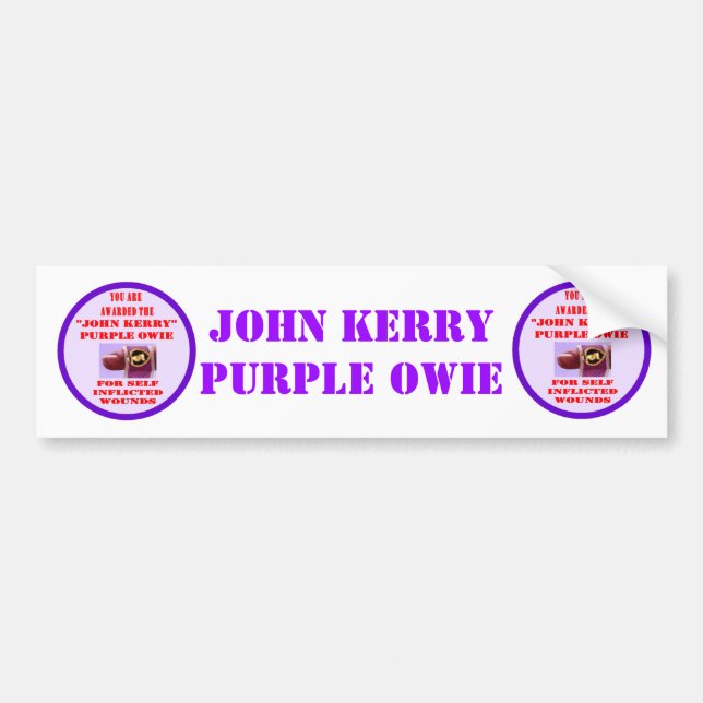 JOHN KERRY PURPLE OWIE BUMPER STICKER (Front)