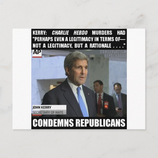 John Kerry: Secretary of Hate Postcard (Front)