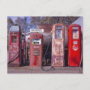 John Margolies, Photography, Four Gas Pumps Postcard