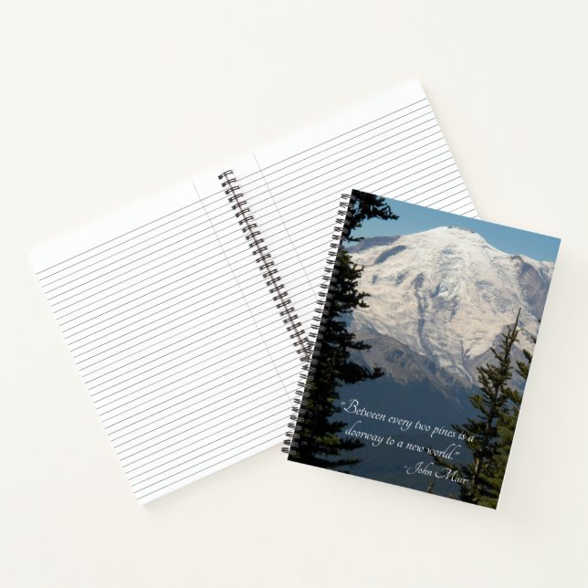 John Muir Quote Scenic Mount Rainier Notebook (Inside)