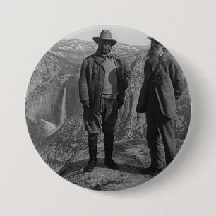John Muir Teddy Roosevelt Yosemite National Park 7.5 Cm Round Badge