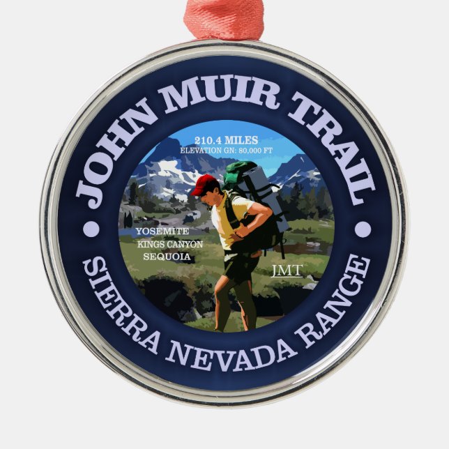 John Muir Trail (Hiker C) Metal Tree Decoration (Front)