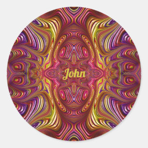 JOHN ~ Multicoloured Fractal Design ~  Classic Round Sticker