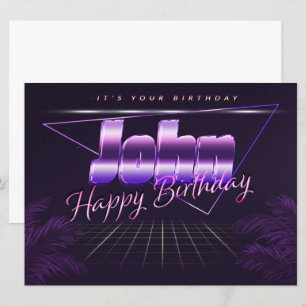 John Name Vorname lila retro Karte Geburtstag Card