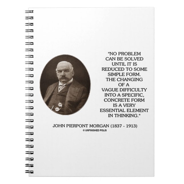 John Pierpont Morgan No Problem Can Be Solved Spiral Notebook (Front)