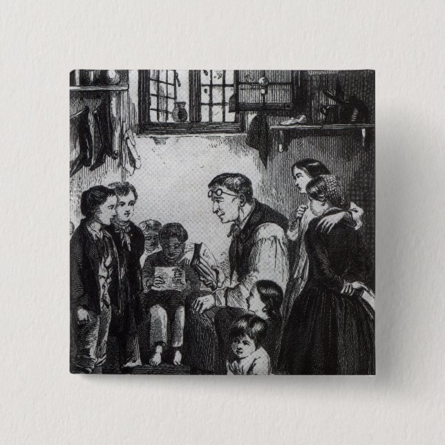 John Pounds teaching children in his home 15 Cm Square Badge (Front)