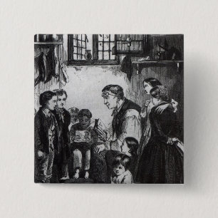 John Pounds teaching children in his home 15 Cm Square Badge