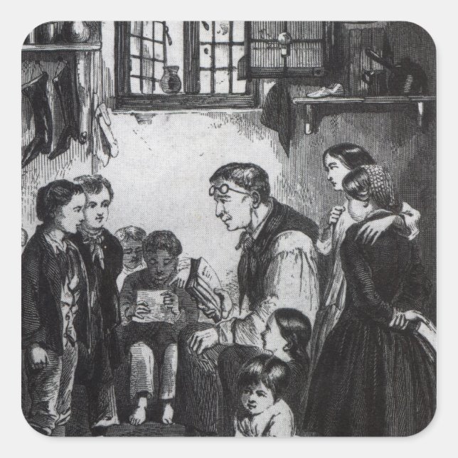 John Pounds teaching children in his home Square Sticker (Front)