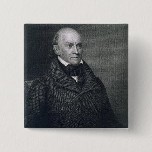 John Quincy Adams, engraved by John Wesley Paradis 15 Cm Square Badge