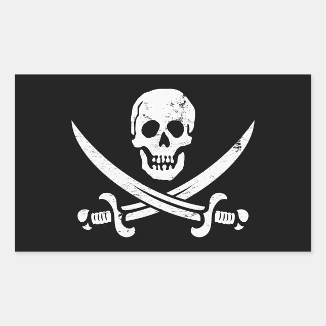 John Rackham (Calico Jack) Pirate Flag Jolly Roger Rectangular Sticker (Front)