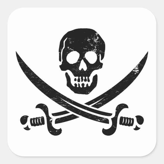 John Rackham (Calico Jack) Pirate Flag Jolly Roger Square Sticker (Front)