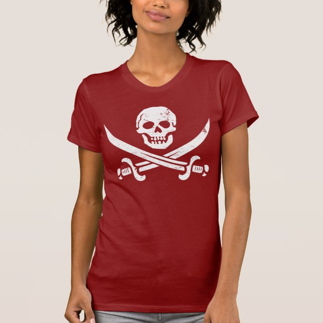 John Rackham (Calico Jack) Pirate Flag Jolly Roger T-Shirt (Front)