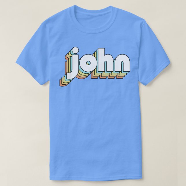 John Retro Rainbow Typography Faded Style T-Shirt (Design Front)