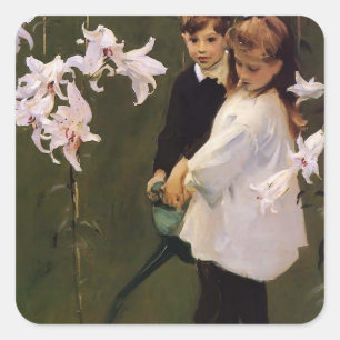 John Sargent- Garden Study of the Vickers Children Square Sticker