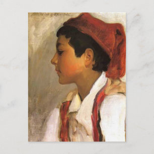 John Sargent- Head of a Neapolitan Boy in Profile Postcard