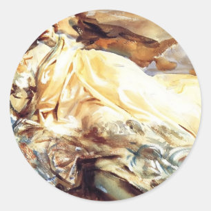 John Sargent: Woman Reading in a Cashmere Shawl Classic Round Sticker