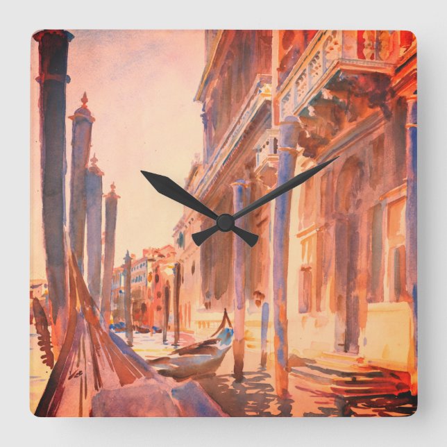 John Singer Sargent Gondola Moorings Venice     Square Wall Clock (Front)